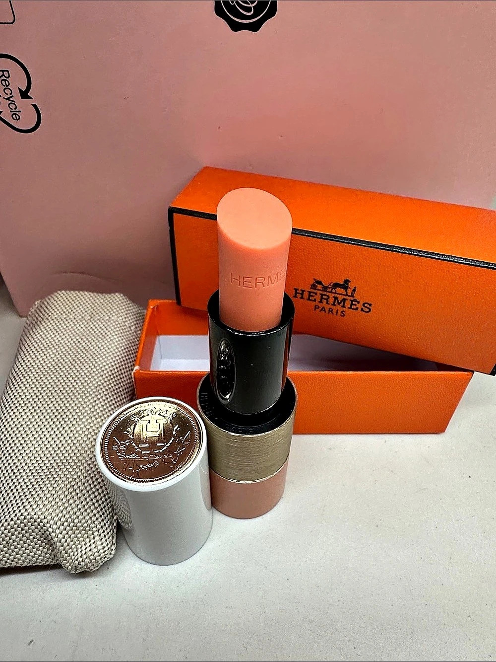 Hermès Rose Hermès Rosy Lip Enhancer 14 Rose Abricoté Pink